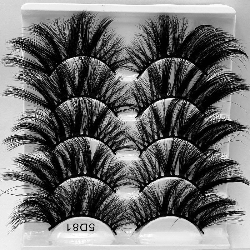 5D 25mm 5 Pairs Mink Eyelashes Multi-Layer Lengthening Thick Thickened False Eyelashes