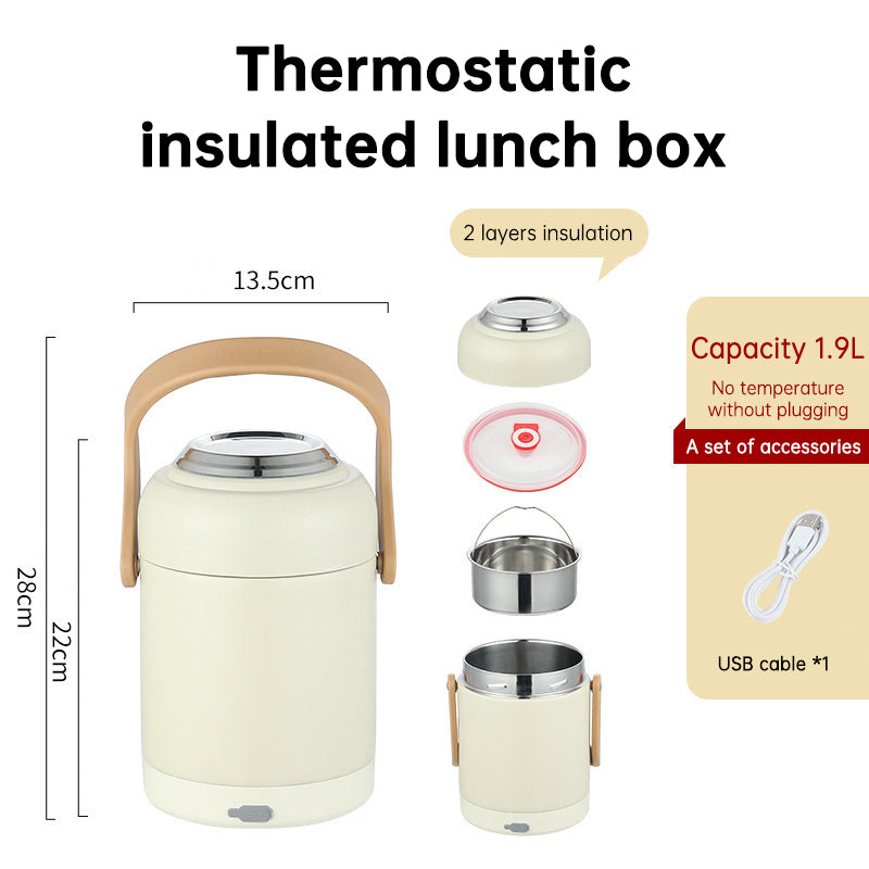 304 Stainless Steel Insulated Lunch Box Heatable Constant Temperature Pot Office Lunchbox Student Multi-Layer Insulated Buck