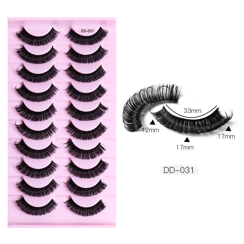 New DD Russian Large Roll Grafting Free False Eyelashes 10 Pairs Of Multi-Layer Thick Cross Mink Like Eyelashes