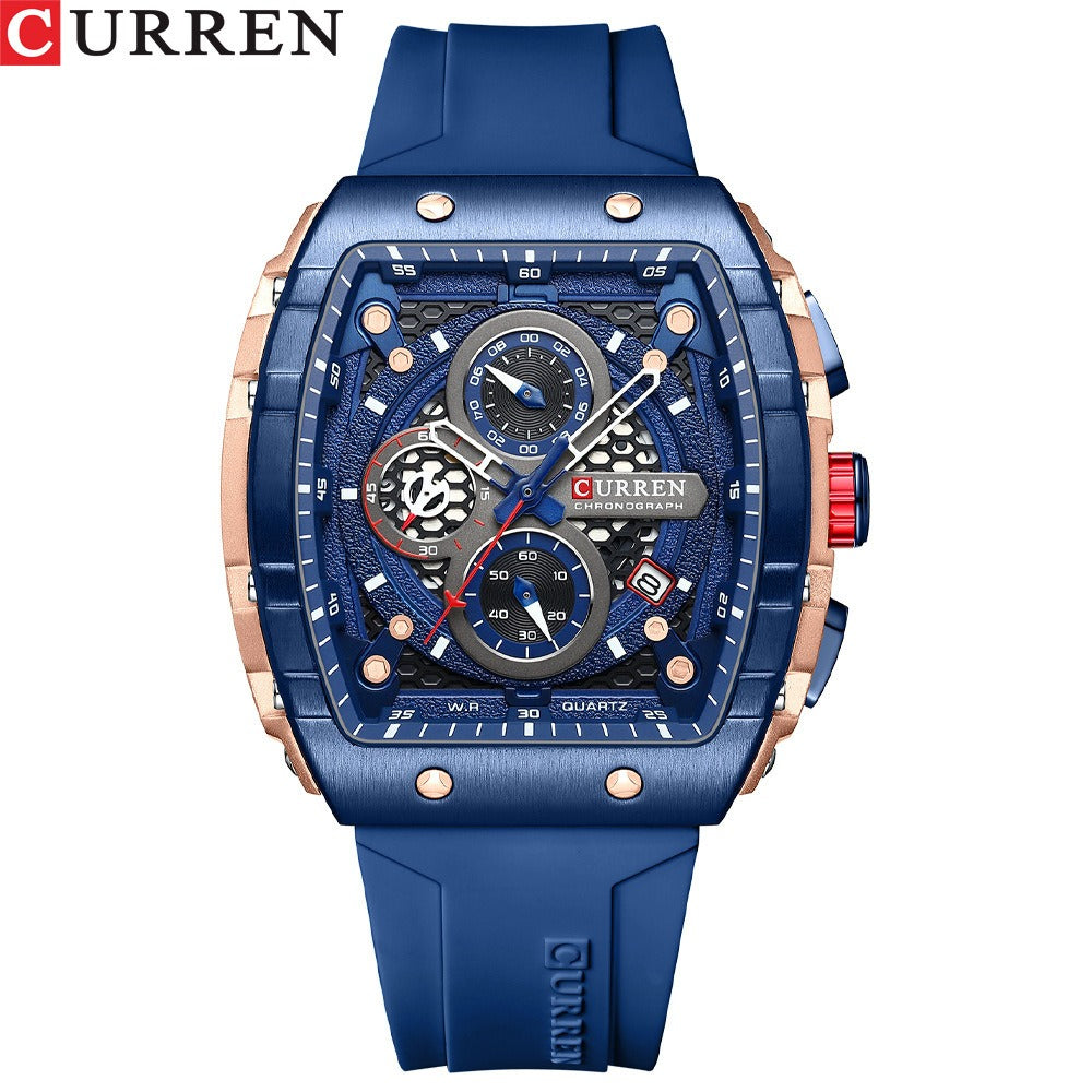 CURREN 8442 Men's Waterproof Six Needle Quartz Calendar Tape Men's Multifunctional Watch Men's Watch