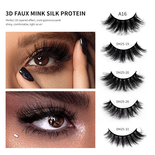 10 Pairs Of Messy Thick Imitation Mink Hair False Eyelashes 3D Stereo Realistic European And American Fried Hair False Eyelashes