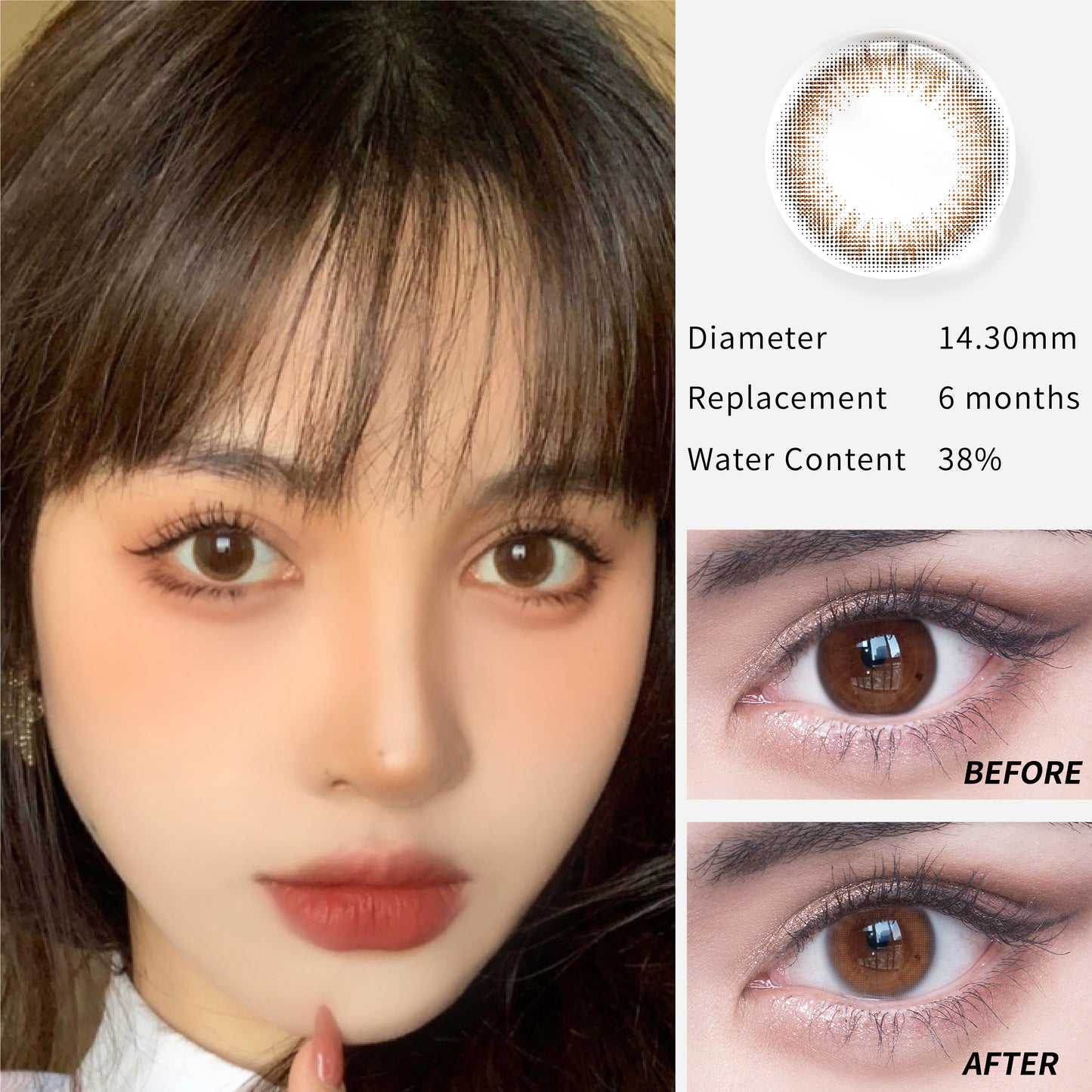 1Pcs CE  Certificate Eyes Beautiful Pupil Colorful Girl Cosplay Contact Lenses Brown