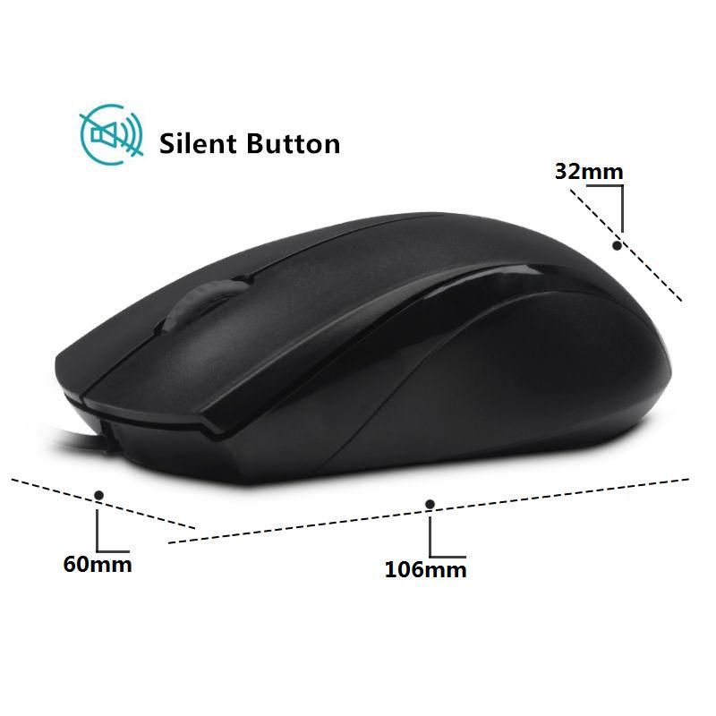 Rapoo N1600 Wired Silent Mouse 1000DPI Optical USB Gaming Mouse for Macbook Laptop Computer