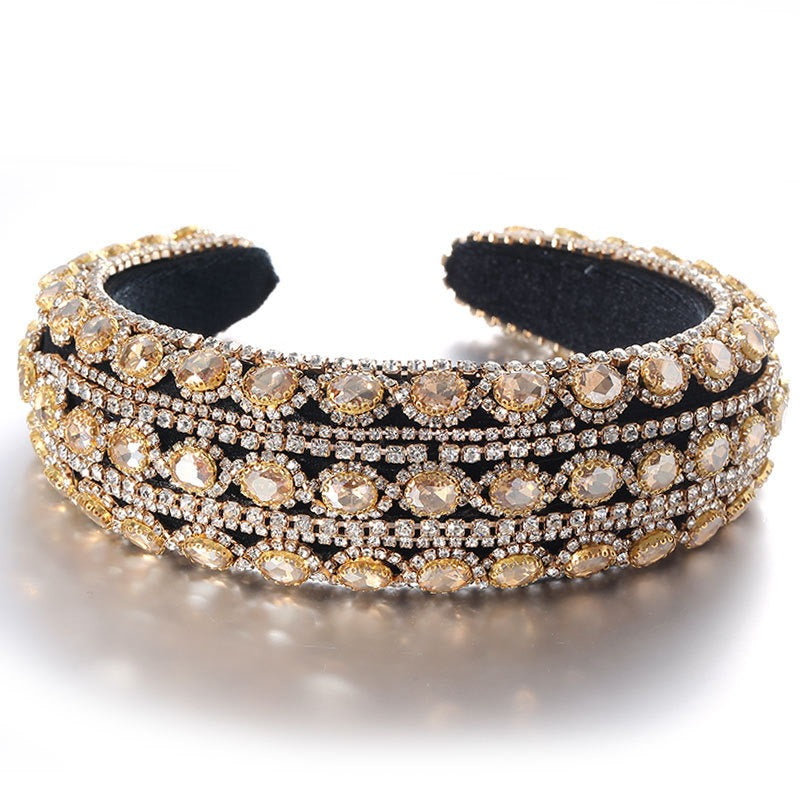 Heavy craftsmanship Baroque crystal headband with retro glass inlaid diamond hair accessories