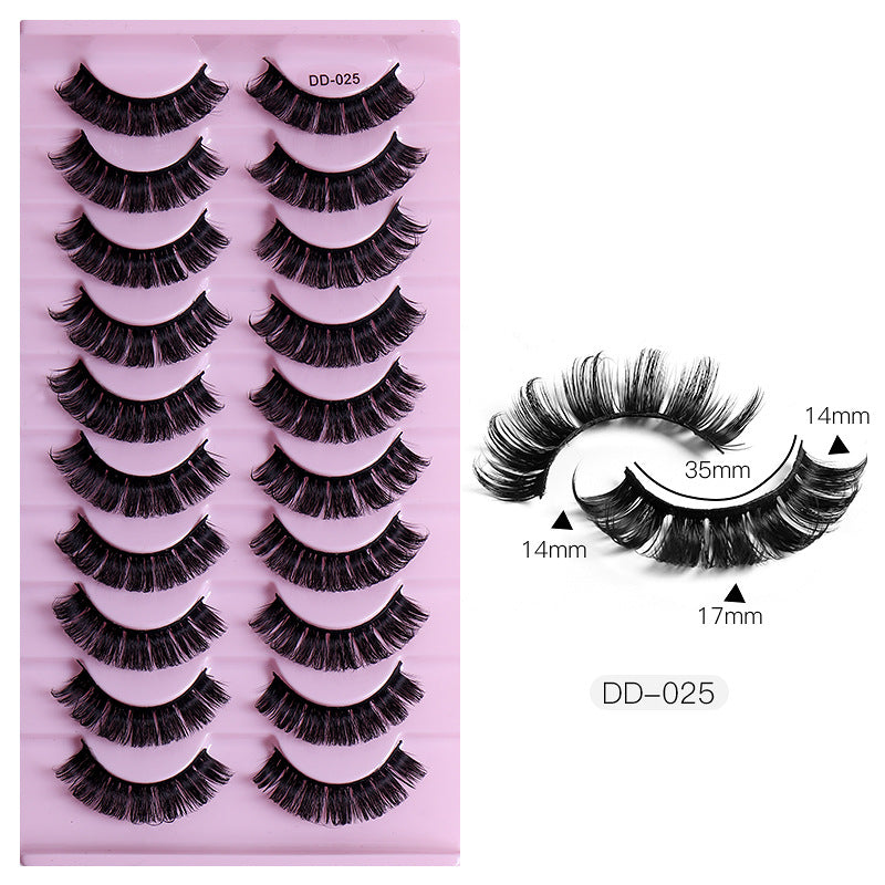 New DD Russian Large Roll Grafting Free False Eyelashes 10 Pairs Of Multi-Layer Thick Cross Mink Like Eyelashes