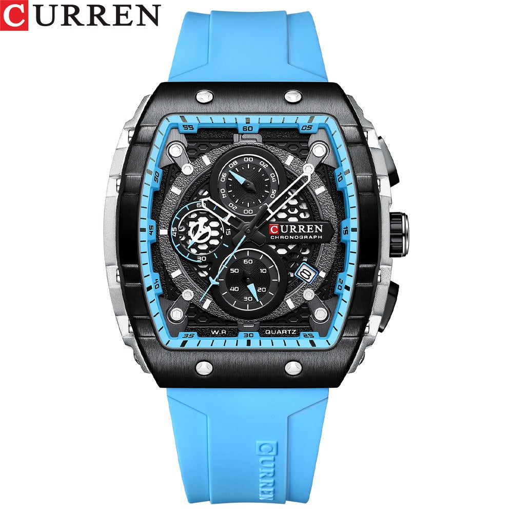 CURREN 8442 Men's Waterproof Six Needle Quartz Calendar Tape Men's Multifunctional Watch Men's Watch