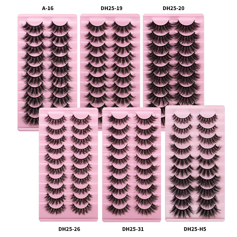 10 Pairs Of Messy Thick Imitation Mink Hair False Eyelashes 3D Stereo Realistic European And American Fried Hair False Eyelashes