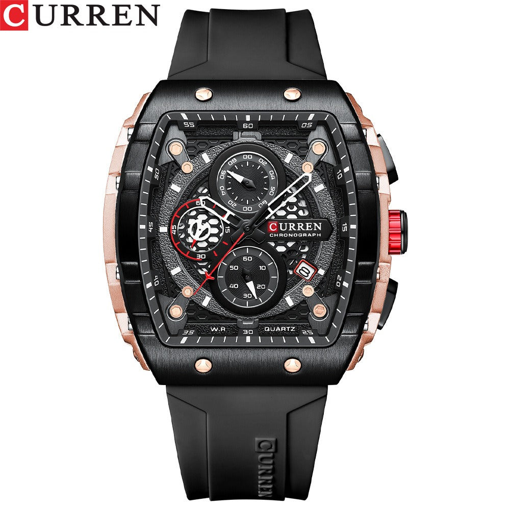 CURREN 8442 Men's Waterproof Six Needle Quartz Calendar Tape Men's Multifunctional Watch Men's Watch