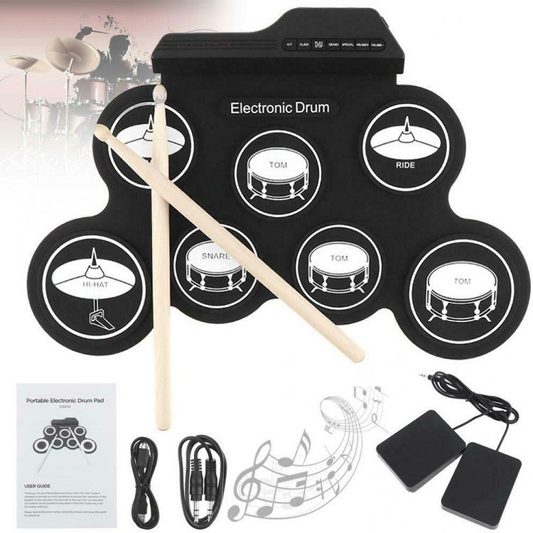 Handroll Electronic Drum Percussion Musical Instrument Portable Silicone Hand Roll Frame Drum Jazz Drum USB Electronic Drum