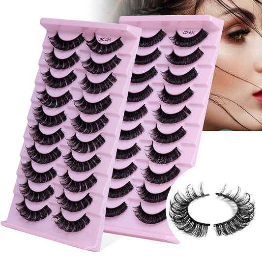 New DD Russian Large Roll Grafting Free False Eyelashes 10 Pairs Of Multi-Layer Thick Cross Mink Like Eyelashes