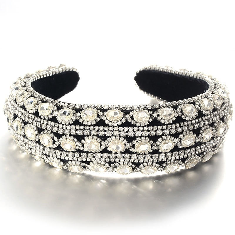 Heavy craftsmanship Baroque crystal headband with retro glass inlaid diamond hair accessories