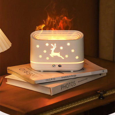 Moose Flame Humidifier Simulation Flame Humidifier Silent High Fog Desktop Bedroom Living Room Fragrance Atmosphere Lamp