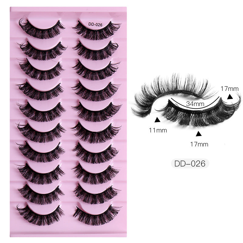 New DD Russian Large Roll Grafting Free False Eyelashes 10 Pairs Of Multi-Layer Thick Cross Mink Like Eyelashes