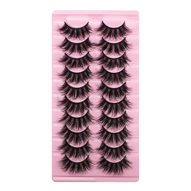 10 Pairs Of Messy Thick Imitation Mink Hair False Eyelashes 3D Stereo Realistic European And American Fried Hair False Eyelashes