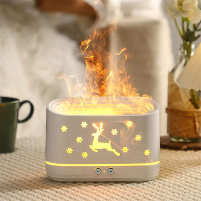 Moose Flame Humidifier Simulation Flame Humidifier Silent High Fog Desktop Bedroom Living Room Fragrance Atmosphere Lamp