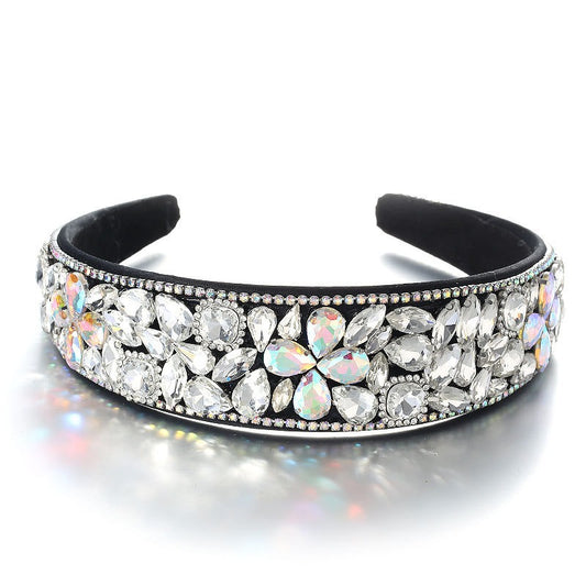 Baroque retro full set rhinestone sponge headband