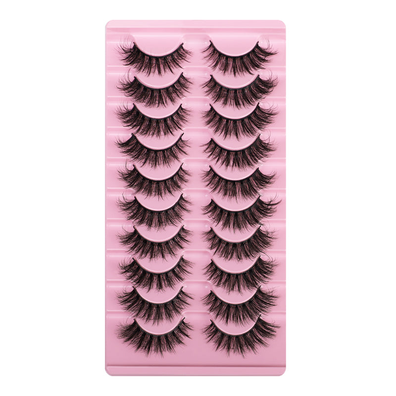 10 Pairs Of Messy Thick Imitation Mink Hair False Eyelashes 3D Stereo Realistic European And American Fried Hair False Eyelashes