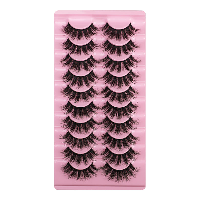 10 Pairs Of Messy Thick Imitation Mink Hair False Eyelashes 3D Stereo Realistic European And American Fried Hair False Eyelashes