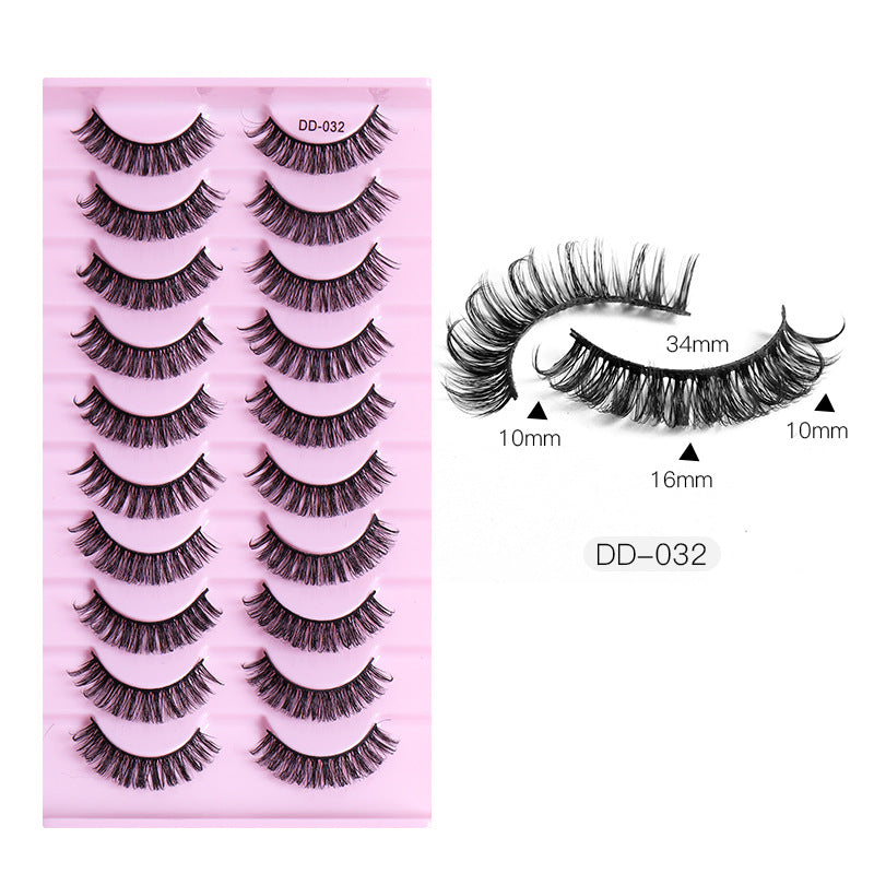 New DD Russian Large Roll Grafting Free False Eyelashes 10 Pairs Of Multi-Layer Thick Cross Mink Like Eyelashes