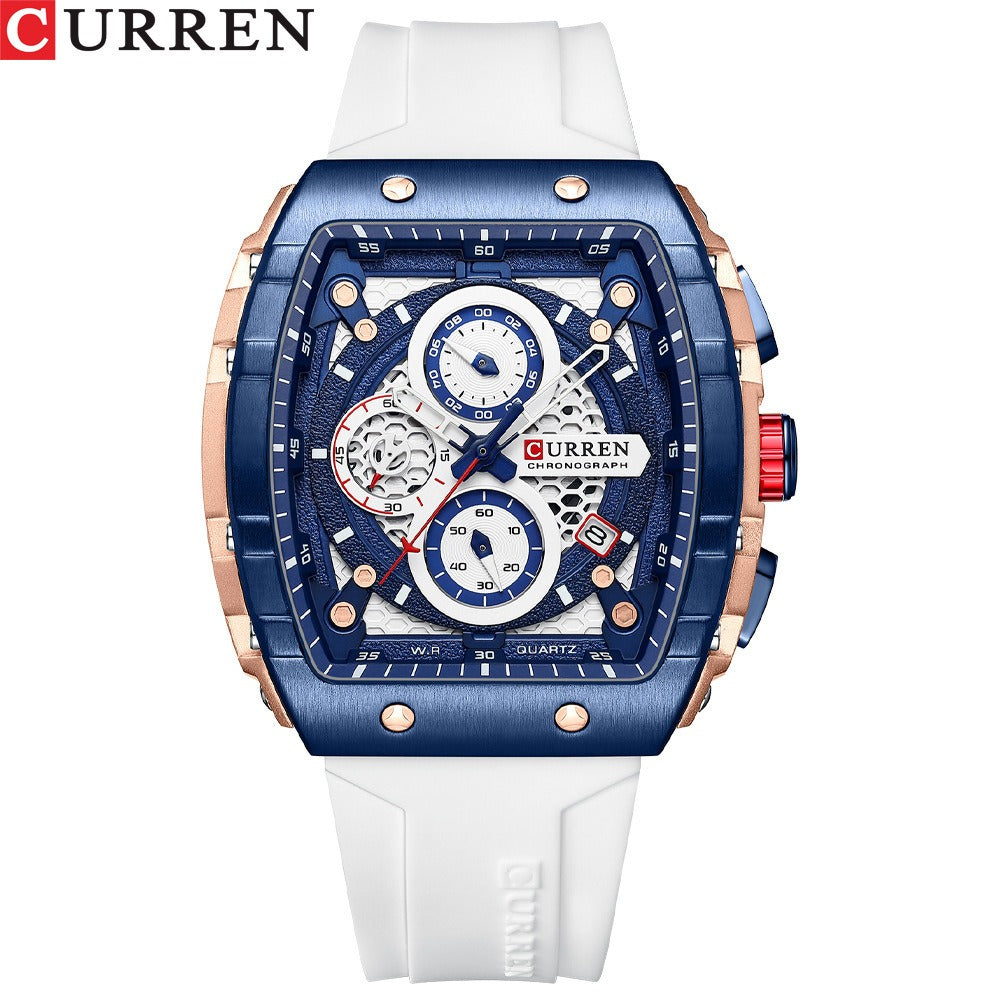 CURREN 8442 Men's Waterproof Six Needle Quartz Calendar Tape Men's Multifunctional Watch Men's Watch