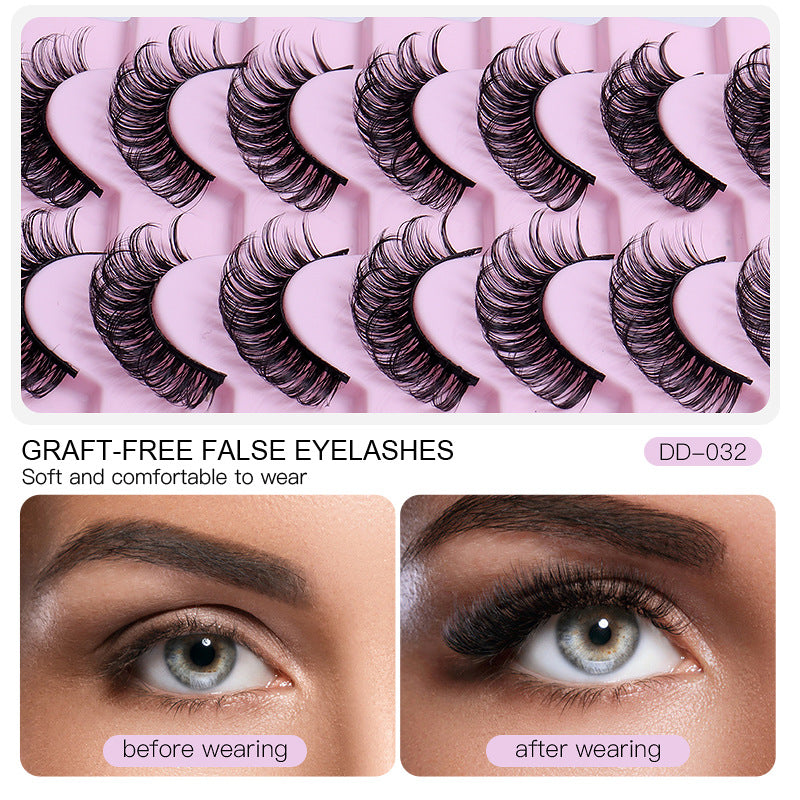 New DD Russian Large Roll Grafting Free False Eyelashes 10 Pairs Of Multi-Layer Thick Cross Mink Like Eyelashes