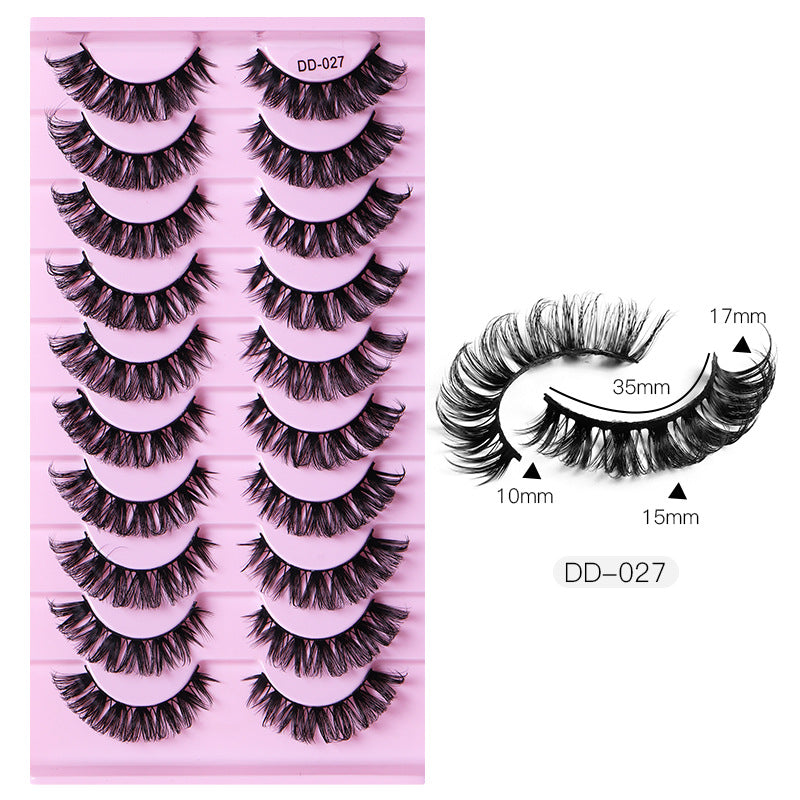 New DD Russian Large Roll Grafting Free False Eyelashes 10 Pairs Of Multi-Layer Thick Cross Mink Like Eyelashes