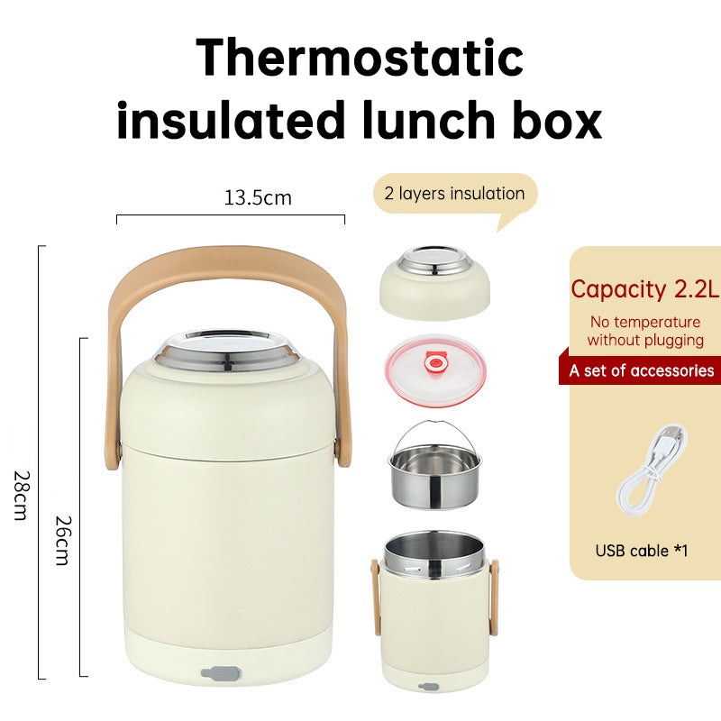 304 Stainless Steel Insulated Lunch Box Heatable Constant Temperature Pot Office Lunchbox Student Multi-Layer Insulated Buck