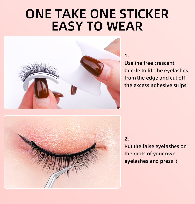 New Product Glue-Free Self-Adhesive Eyelashes Spare Glue Strip Temperature-Sensing Self-Adhesive False Eyelashes Curling Realistic Natural False Eyelashes