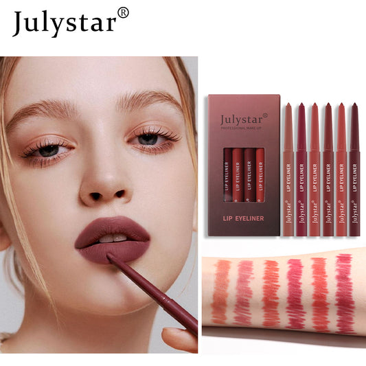 Lipstick Pink Six Pack Lipstick Pen Waterproof Matte Velvet Fog Rotary Lipliner