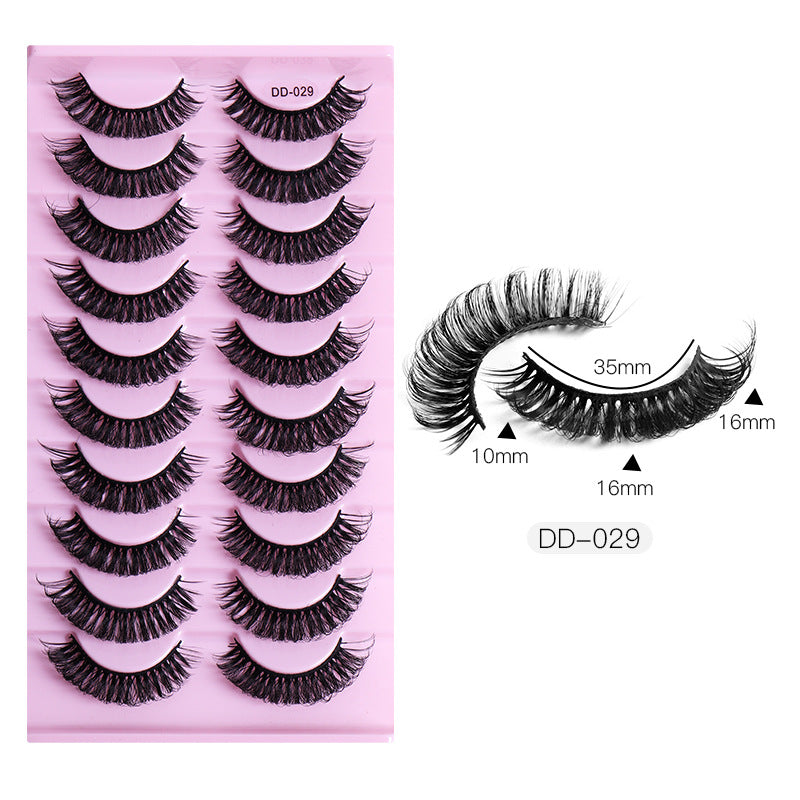 New DD Russian Large Roll Grafting Free False Eyelashes 10 Pairs Of Multi-Layer Thick Cross Mink Like Eyelashes