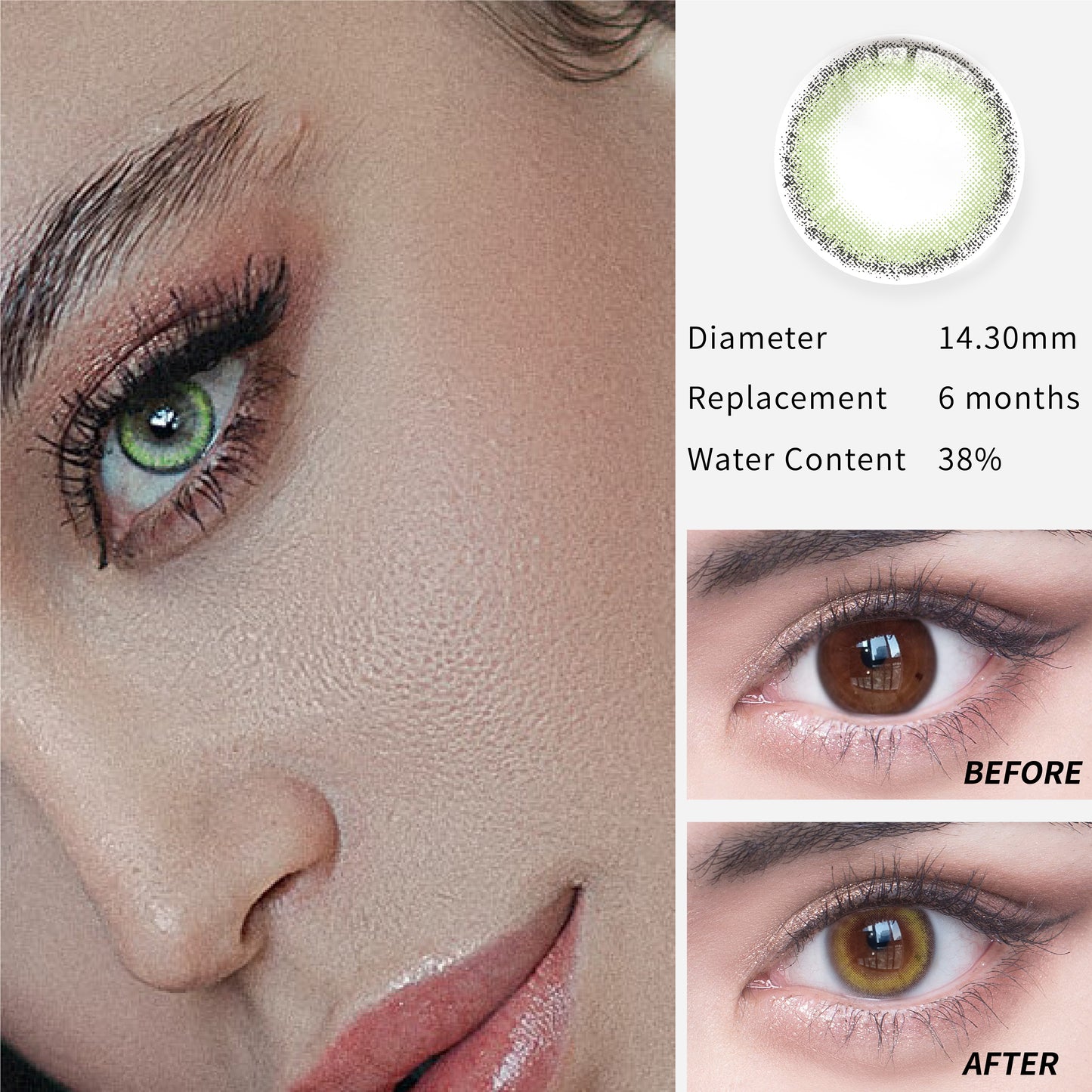 1Pcs CE  Certificate Eyes Beautiful Pupil Colorful Girl Cosplay Contact Lenses Green