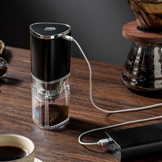 Portable Transparent Electric Coffee Grinder Home Small Coffee Bean Press USB Wireless Bean Grinder