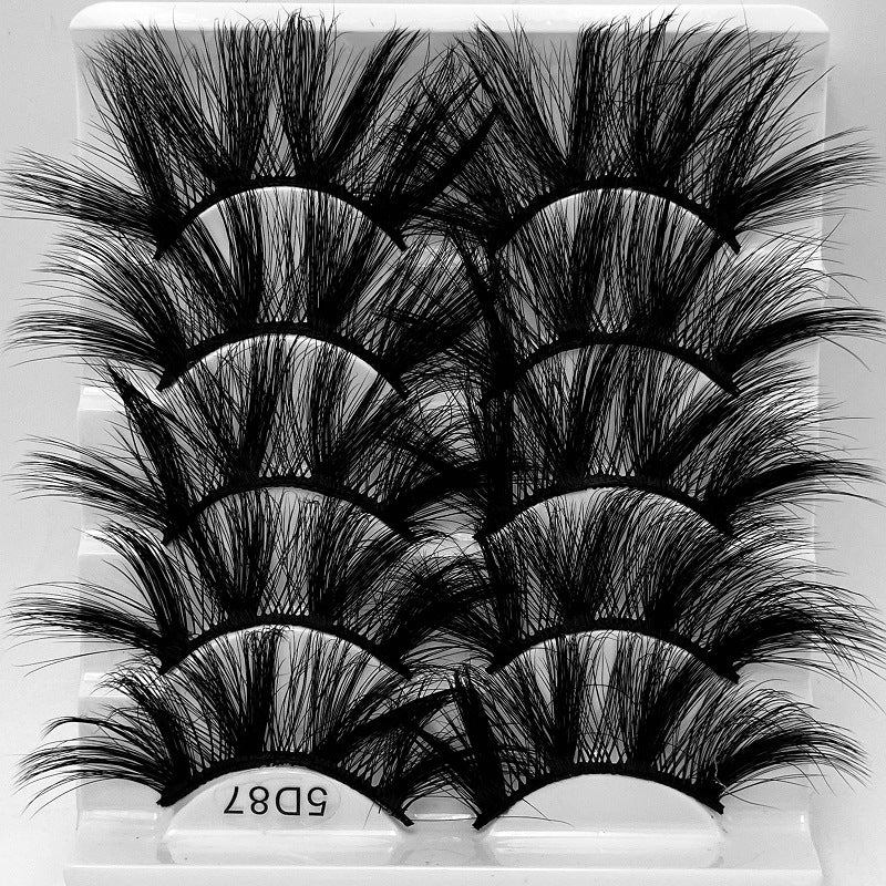 5D 25mm 5 Pairs Mink Eyelashes Multi-Layer Lengthening Thick Thickened False Eyelashes