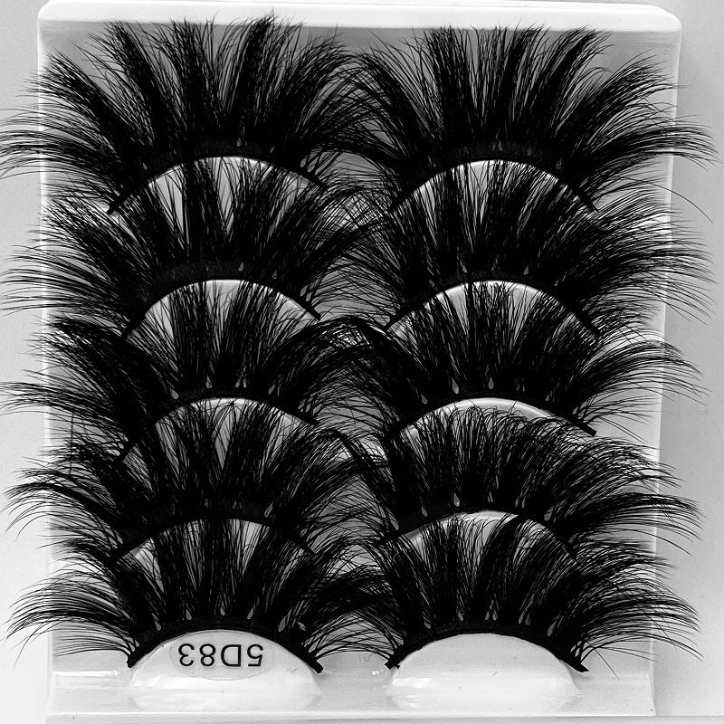 5D 25mm 5 Pairs Mink Eyelashes Multi-Layer Lengthening Thick Thickened False Eyelashes