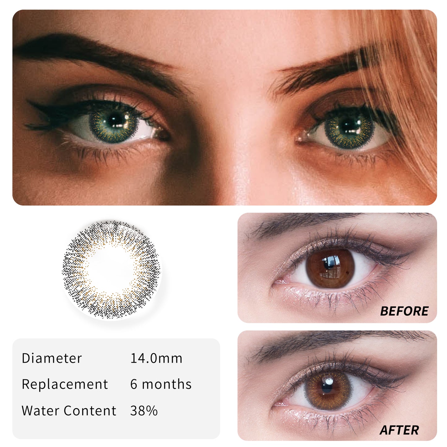 1Pcs  FDA Certificate Eyes Beautiful Pupil Colorful Girl Cosplay Contact Lenses