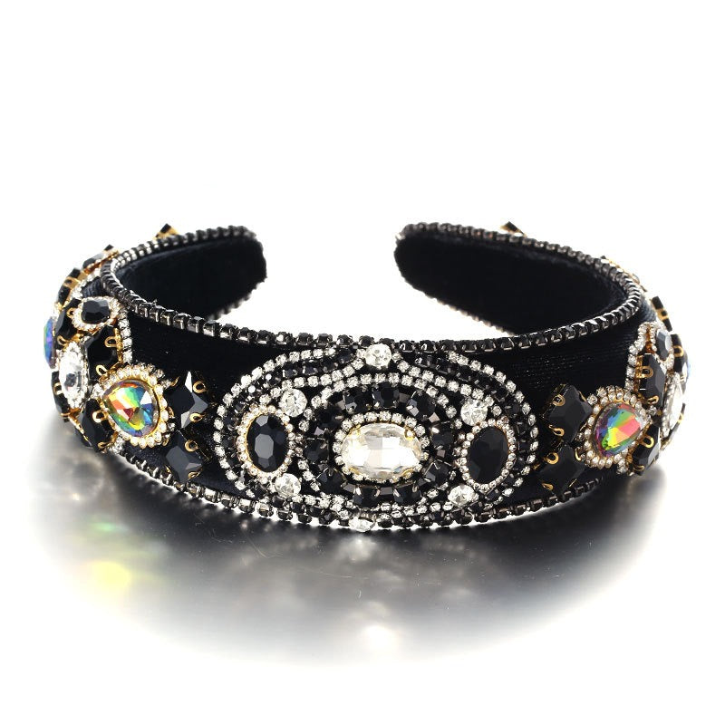 Baroque retro inlaid colored rhinestone sponge new fashionable hair band