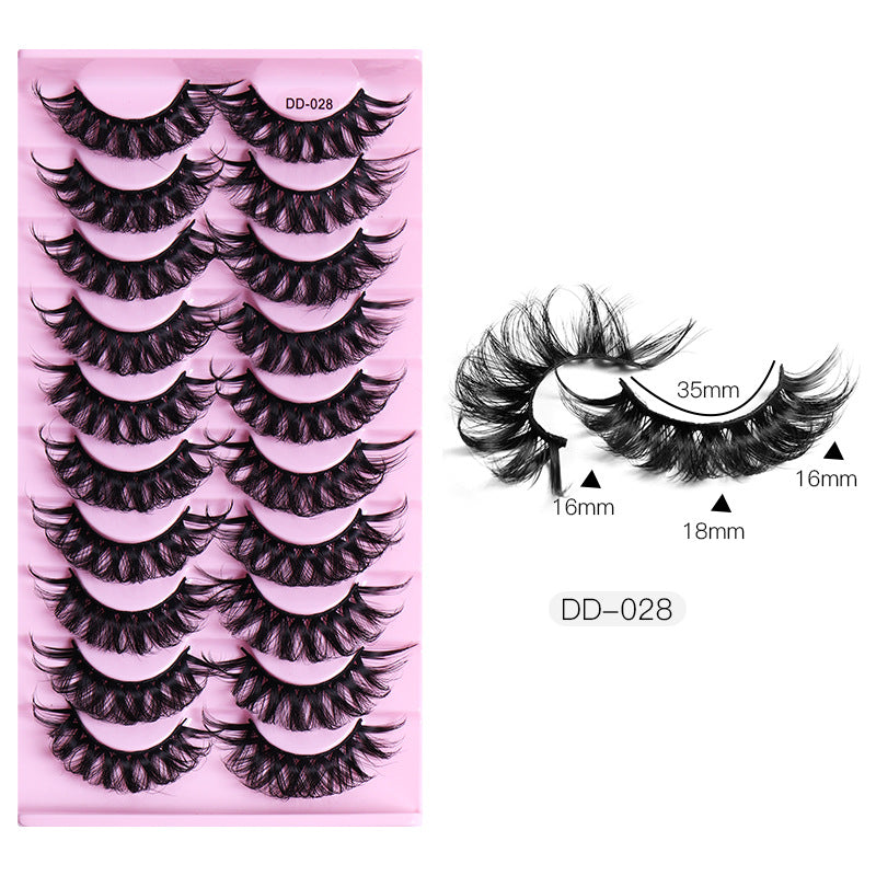 New DD Russian Large Roll Grafting Free False Eyelashes 10 Pairs Of Multi-Layer Thick Cross Mink Like Eyelashes