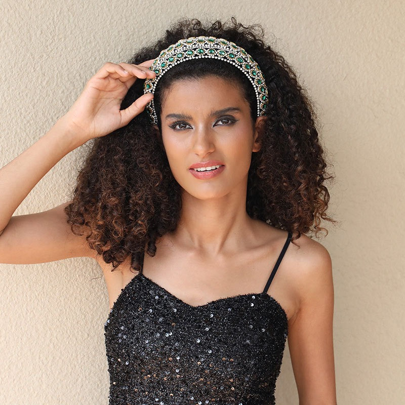 Heavy craftsmanship Baroque crystal headband with retro glass inlaid diamond hair accessories