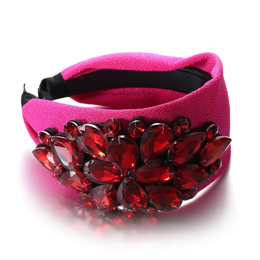 Solid color diamond inlaid wide edge with teeth anti slip face wash headband