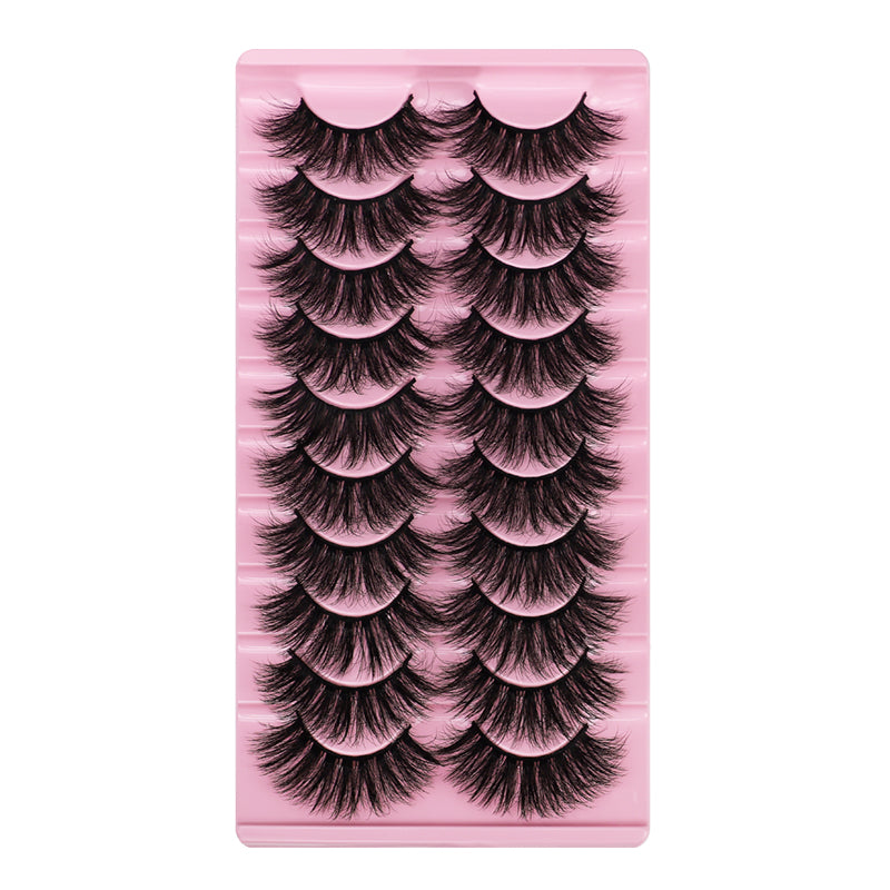 10 Pairs Of Messy Thick Imitation Mink Hair False Eyelashes 3D Stereo Realistic European And American Fried Hair False Eyelashes