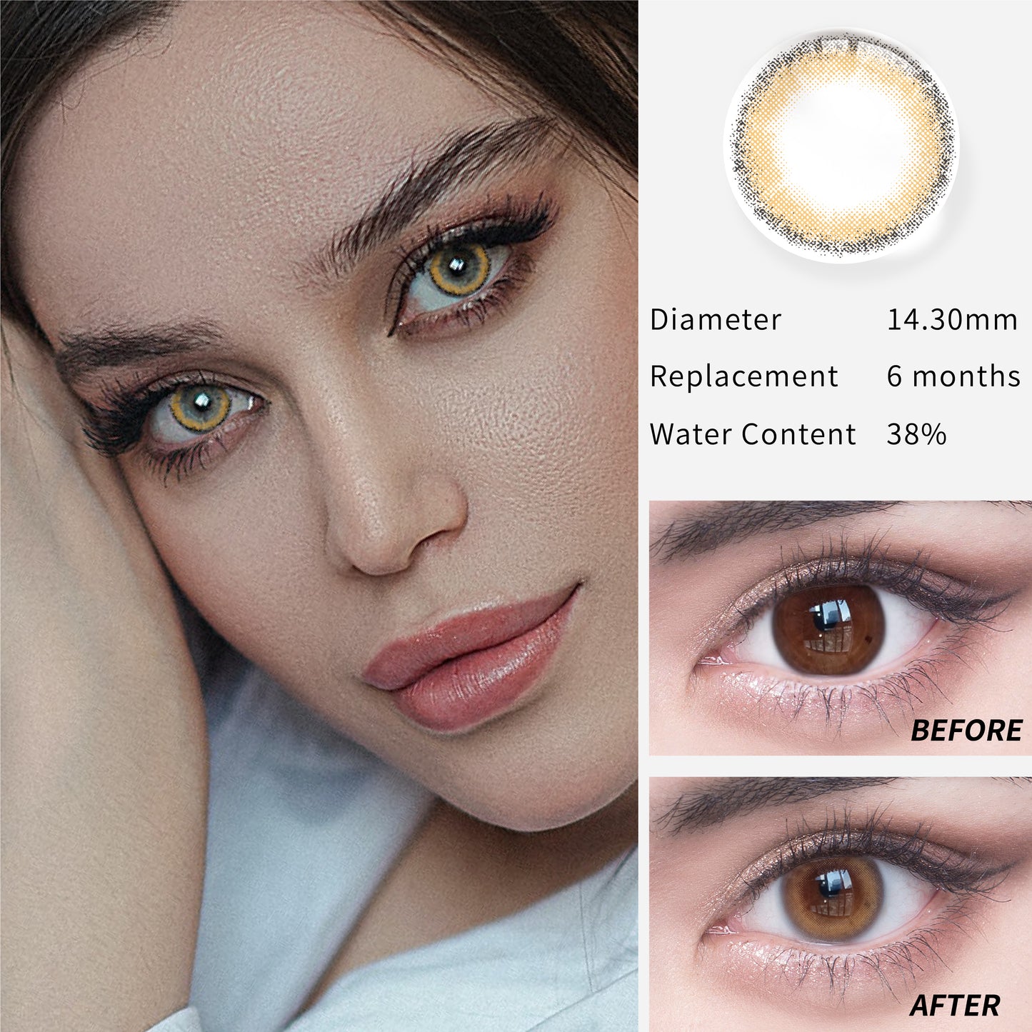 1Pcs CE  Certificate Eyes Beautiful Pupil Colorful Girl Cosplay Contact Lenses Brown