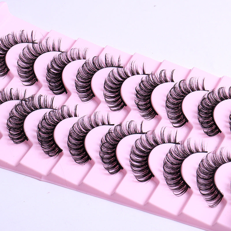 New DD Russian Large Roll Grafting Free False Eyelashes 10 Pairs Of Multi-Layer Thick Cross Mink Like Eyelashes