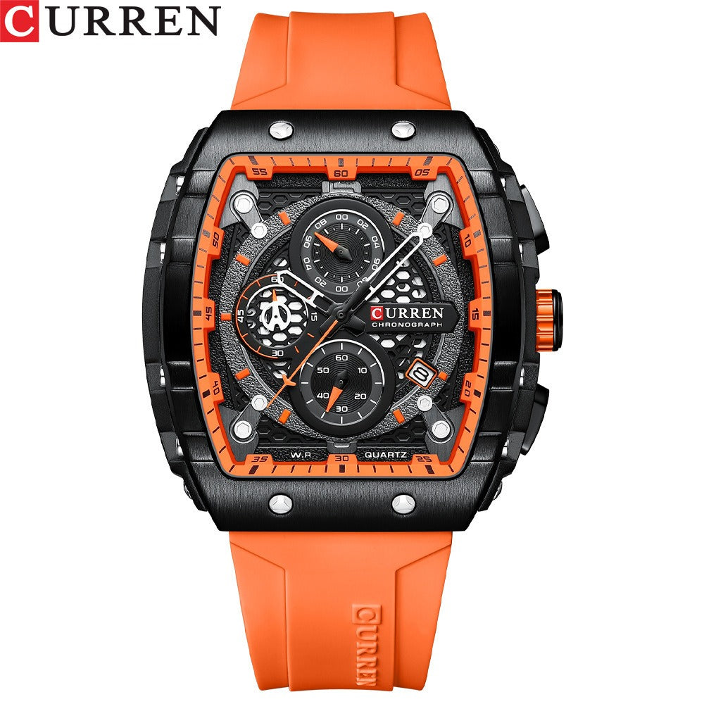 CURREN 8442 Men's Waterproof Six Needle Quartz Calendar Tape Men's Multifunctional Watch Men's Watch