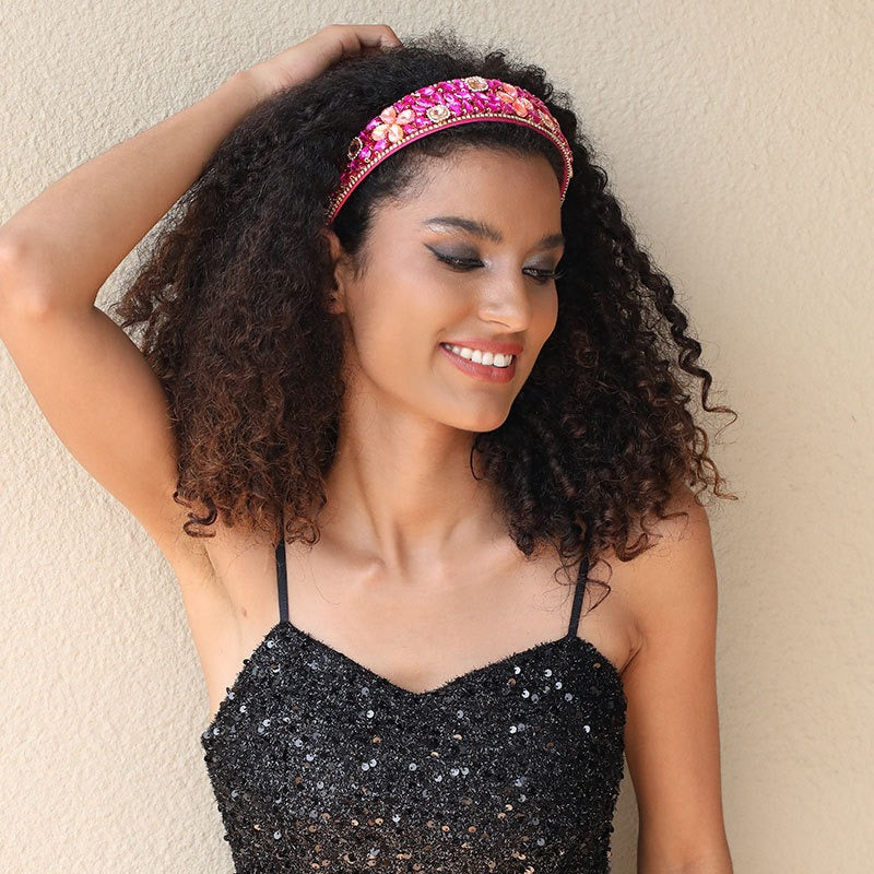 Baroque retro full set rhinestone sponge headband