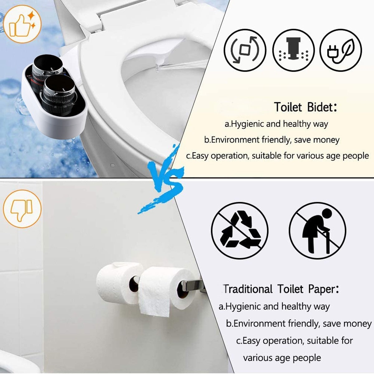 Smart Body Cleaner Unplugged Hot And Cold Water Simple Installation Hip Washing Double Nozzle Toilet Cover Plate