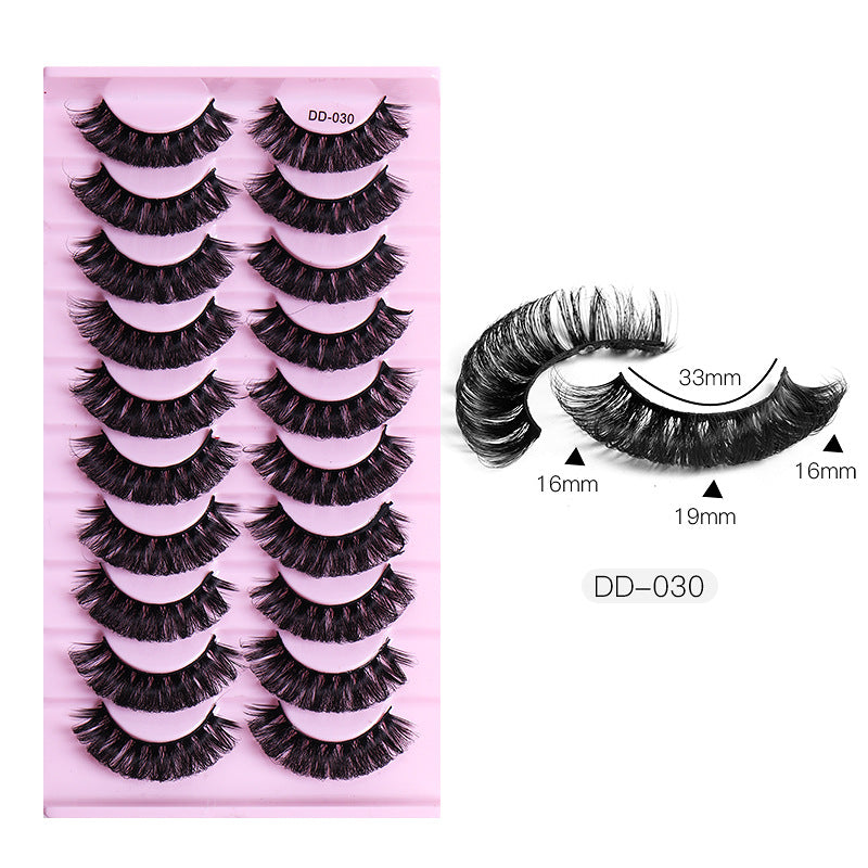 New DD Russian Large Roll Grafting Free False Eyelashes 10 Pairs Of Multi-Layer Thick Cross Mink Like Eyelashes