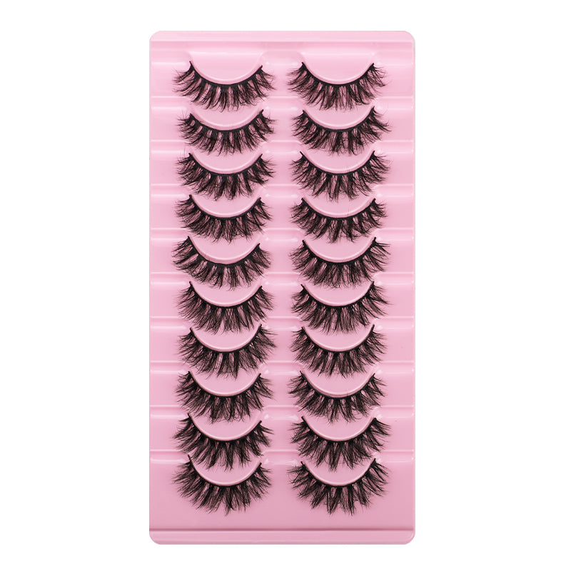 10 Pairs Of Messy Thick Imitation Mink Hair False Eyelashes 3D Stereo Realistic European And American Fried Hair False Eyelashes