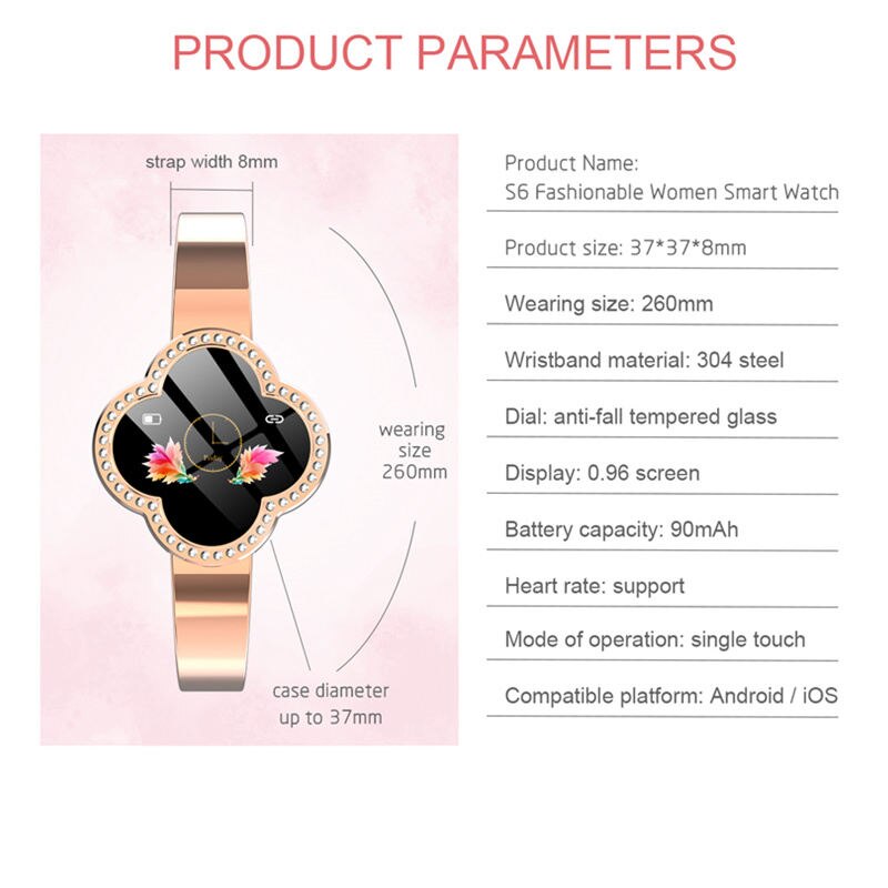 S6 Women Smart Wristband Waterproof