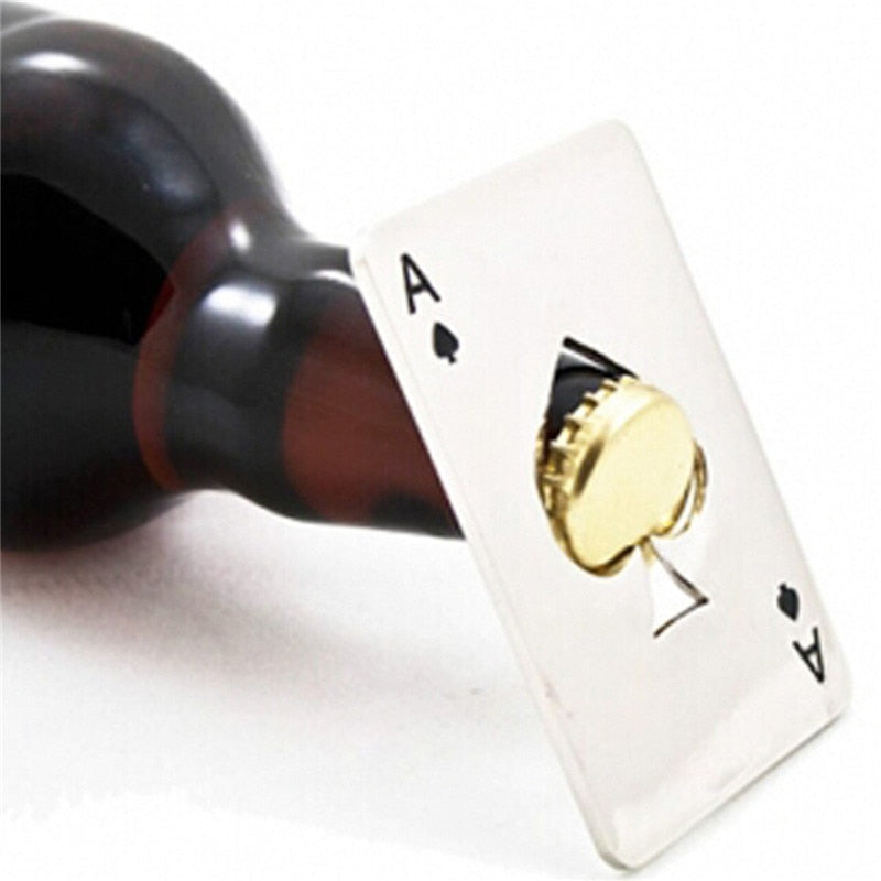 Poker Shaped Bottle Can Opener Stainless Steel Credit Card