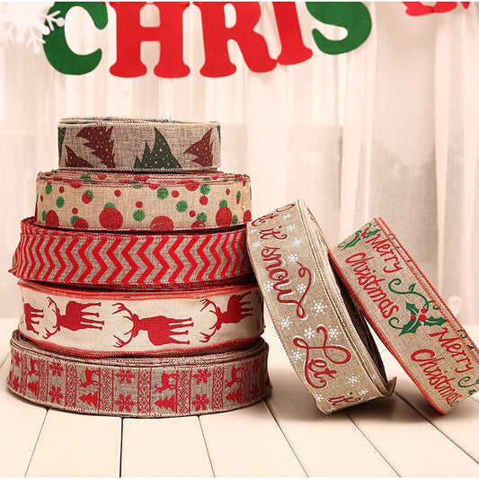 200cm linen Christmas gift box Decorations Ribbons